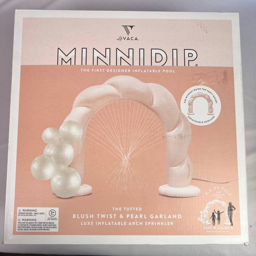 Minnidip La Vaca Blush Inflatable Arch Sprinkler Pearl Garland 7.5ft Party Pool